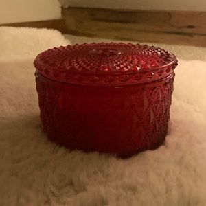 Red Glass Jar Candle in Great Condition